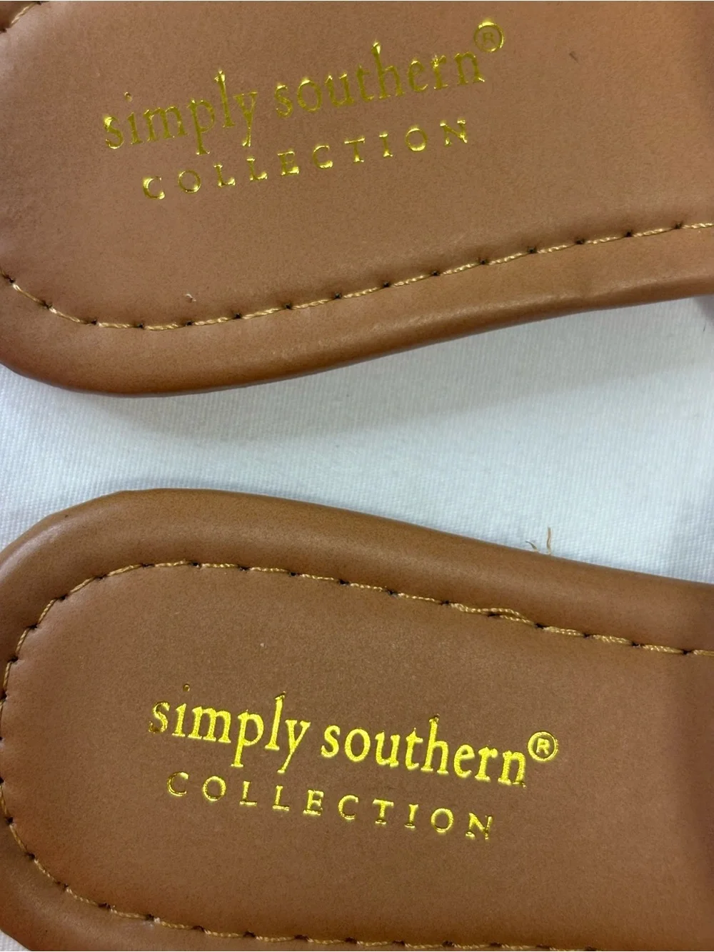 NWT Simply Southern Floral Gold Reversible Sandals - Blue/Pink SZ 6